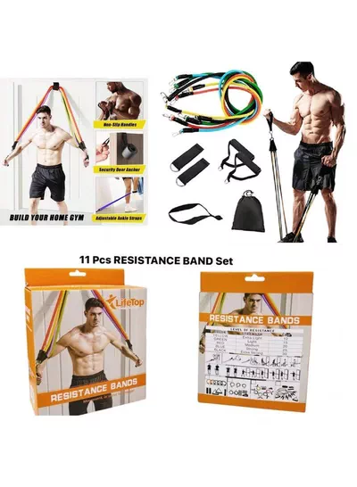 Adjustable Resistance Bands Home Gym Exercise Set Create your own home gym with adjustable resistance bands, non-slip handles, ankle straps, and a secure door anchor. Ideal for strength training, fitness, muscle building, toning, and everyday workouts.-4