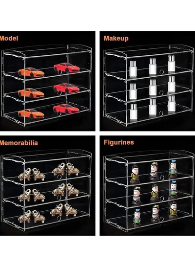 Eworld 3-Tier Clear Acrylic Display Cabinet with Detachable Flip Lid Design -2