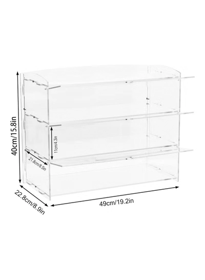 Eworld 3-Tier Clear Acrylic Display Cabinet with Detachable Flip Lid Design -3