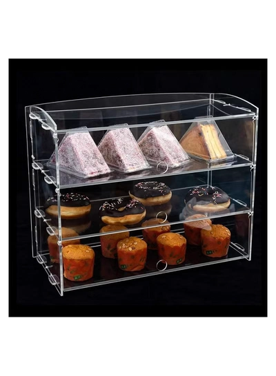 Eworld 3-Tier Clear Acrylic Display Cabinet with Detachable Flip Lid Design -6