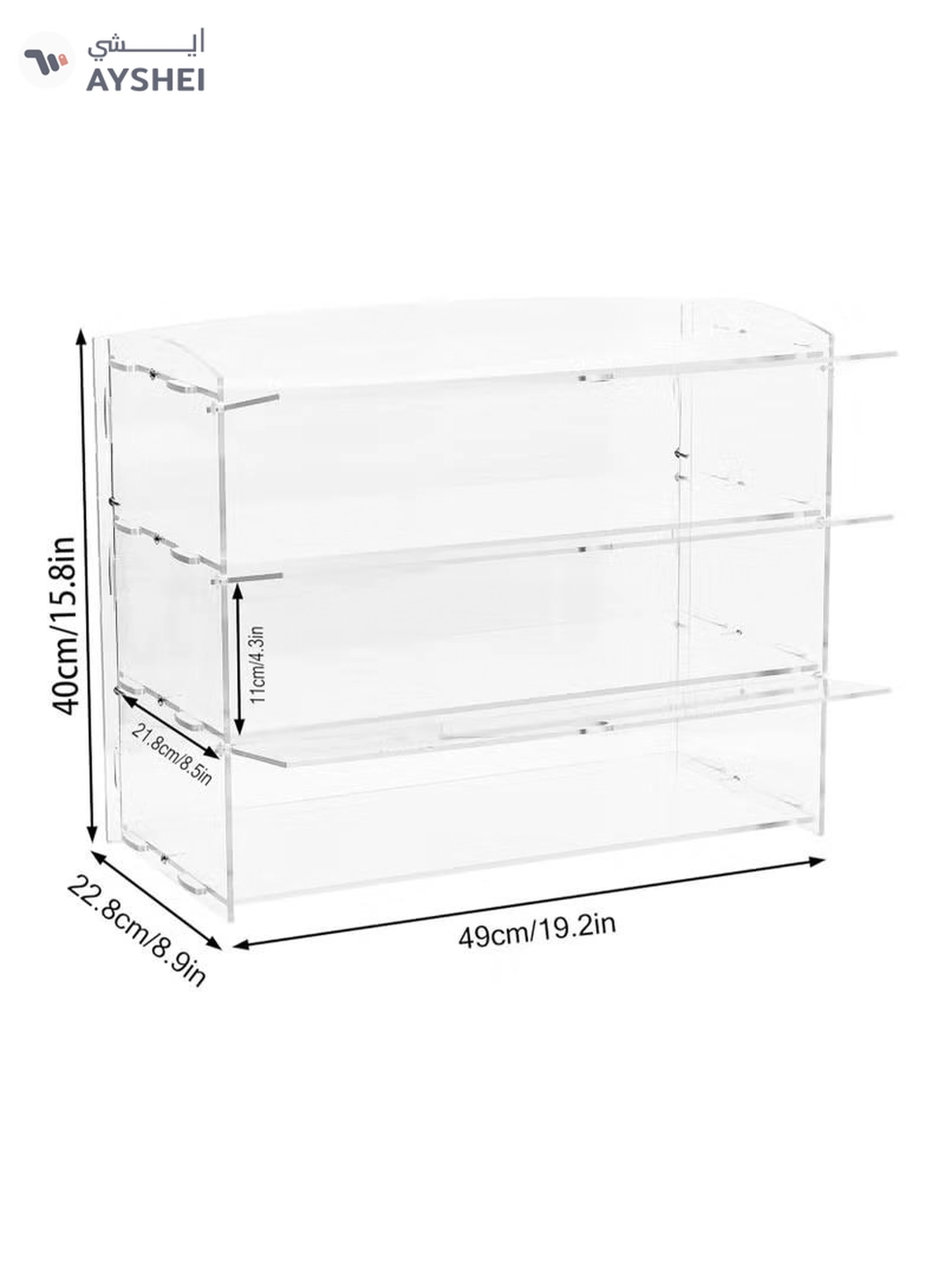 Eworld 3-Tier Clear Acrylic Display Cabinet with Detachable Flip Lid Design -3-3