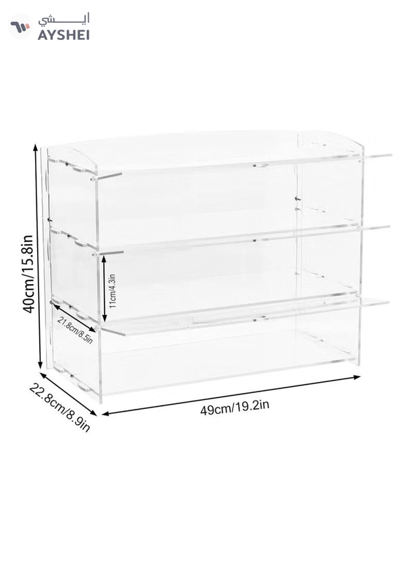 Eworld 3-Tier Clear Acrylic Display Cabinet with Detachable Flip Lid Design 