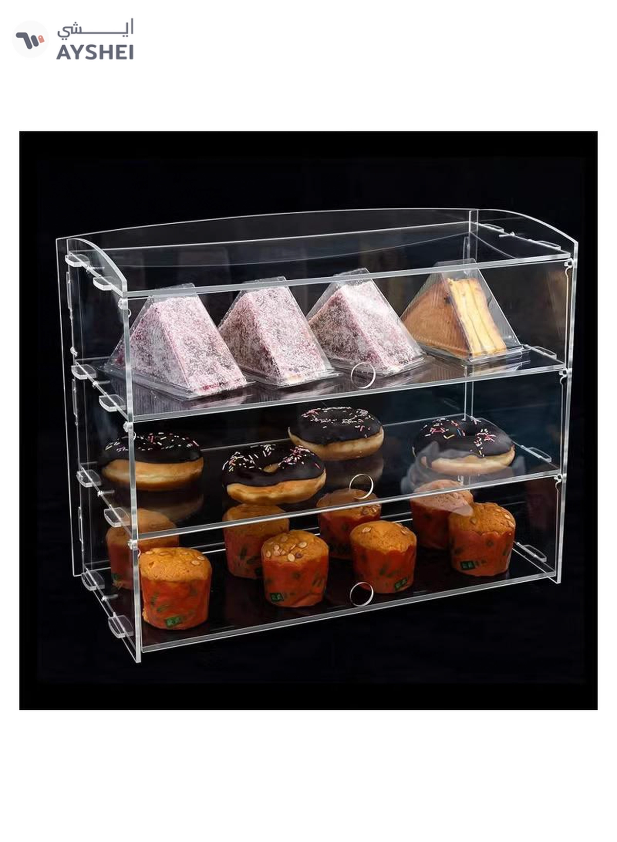 Eworld 3-Tier Clear Acrylic Display Cabinet with Detachable Flip Lid Design -6-6