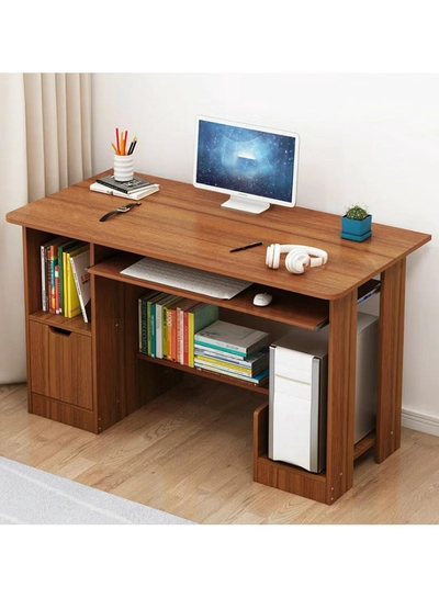 DubaiGallery Desktop Computer Desk with Storage Rack,Simple Durable Office Desk Versatile Compact Laptop Table for Home Bedroom Office-0