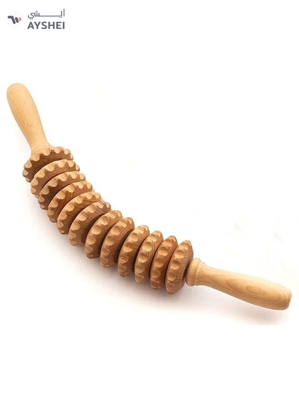 Eworld Curved Wooden Massage Roller for Waist, Thighs and Body, Natural Beech Wood Therapy Tool 