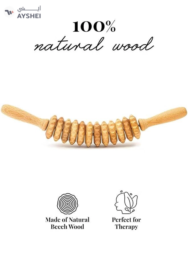 Eworld Curved Wooden Massage Roller for Waist, Thighs and Body, Natural Beech Wood Therapy Tool 