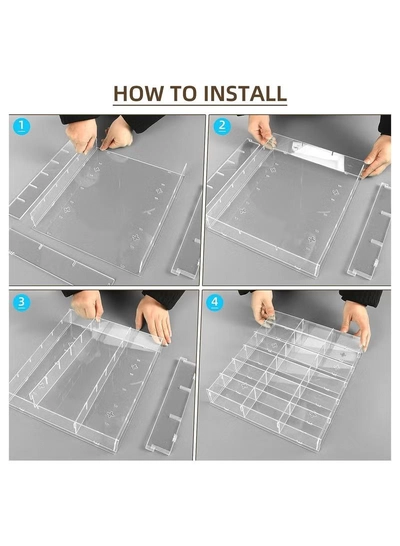 Eworld Pack of 2 Acrylic Wall Mounted Display Cabinets with 6 Tiers and 18 Compartments-5