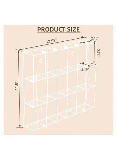 Eworld Pack of 2 Acrylic Wall Mounted Display Cabinets with 6 Tiers and 18 Compartments-6