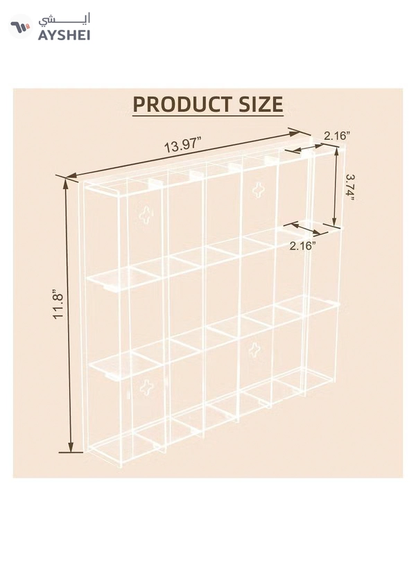 Eworld Pack of 2 Acrylic Wall Mounted Display Cabinets with 6 Tiers and 18 Compartments