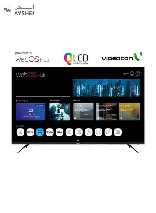VIDEOCON 70-Inch Edgeless QLED 4K UHD Smart TV, WebOS Hub, A+ Grade Panel, Magic Remote, Dolby Audio, Bluetooth Connectivity - E70QLWO1100 Black