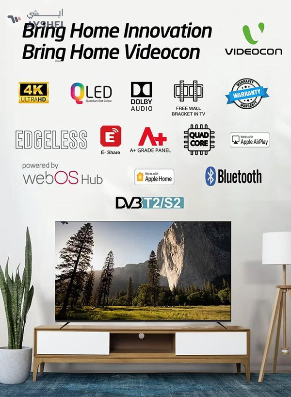 VIDEOCON 70-Inch Edgeless QLED 4K UHD Smart TV, WebOS Hub, A+ Grade Panel, Magic Remote, Dolby Audio, Bluetooth Connectivity - E70QLWO1100 Black