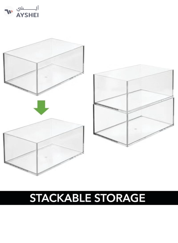 Eworld Set of 3 Clear Stackable Plastic Storage Containers