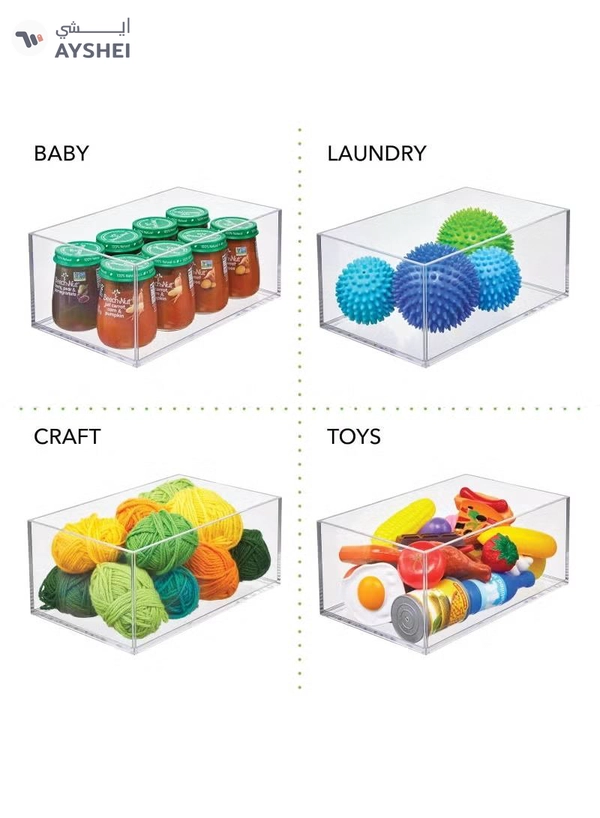 Eworld Set of 3 Clear Stackable Plastic Storage Containers