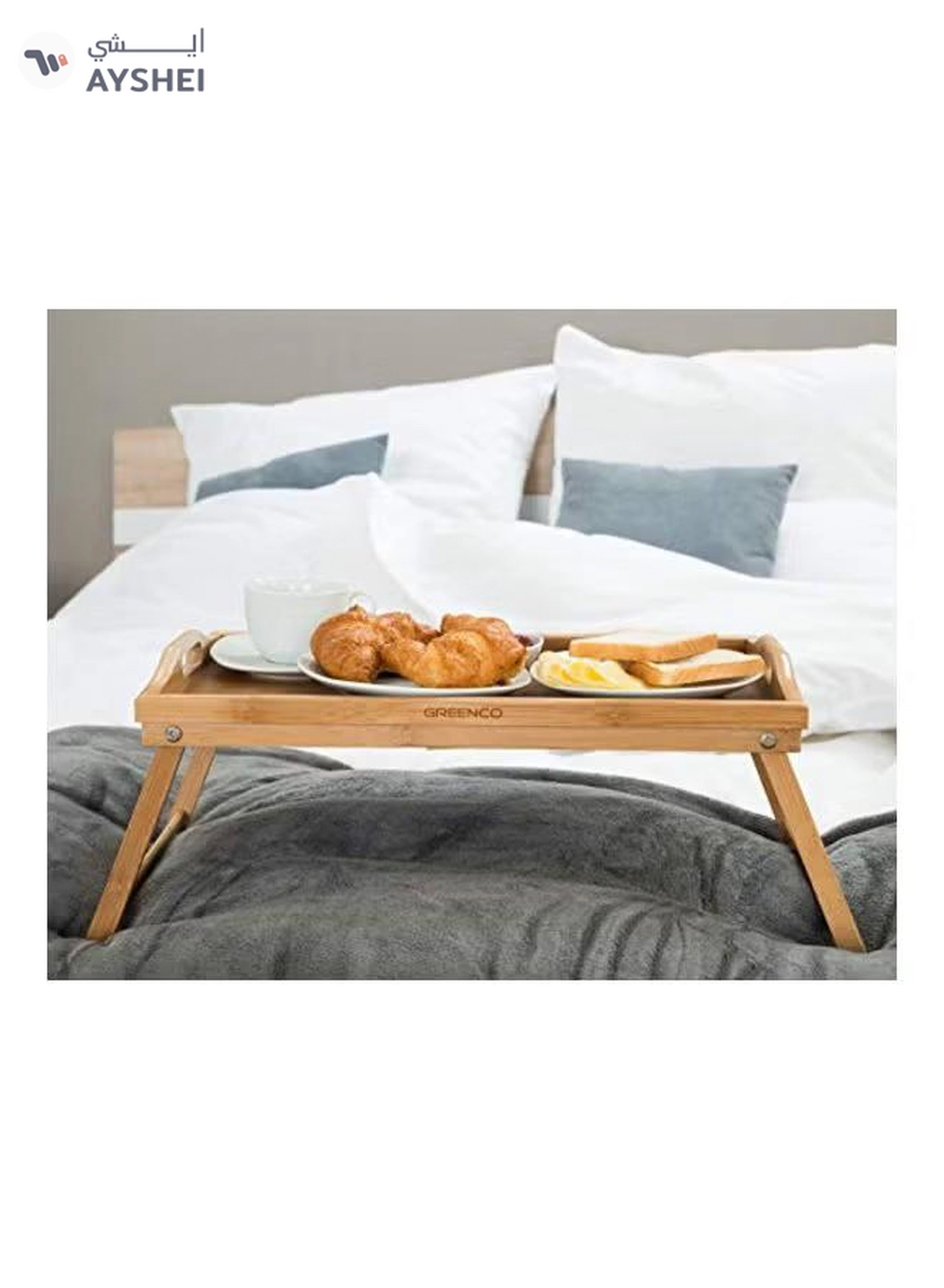 Greenco Foldable Breakfast Table Brown-2-2