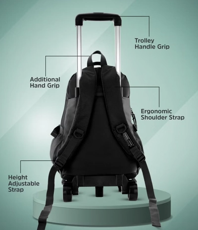 PARAJOHN Unisex Rolling Trolley Backpack with Adjustable Strap-3