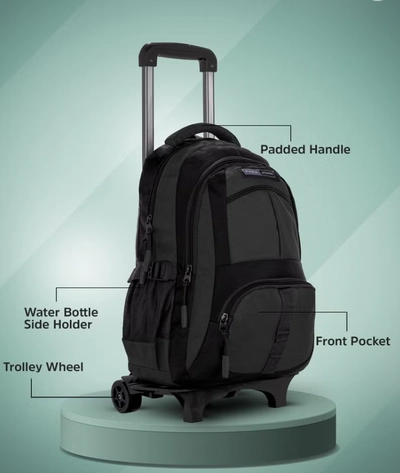 PARAJOHN Unisex Rolling Trolley Backpack with Adjustable Strap-2