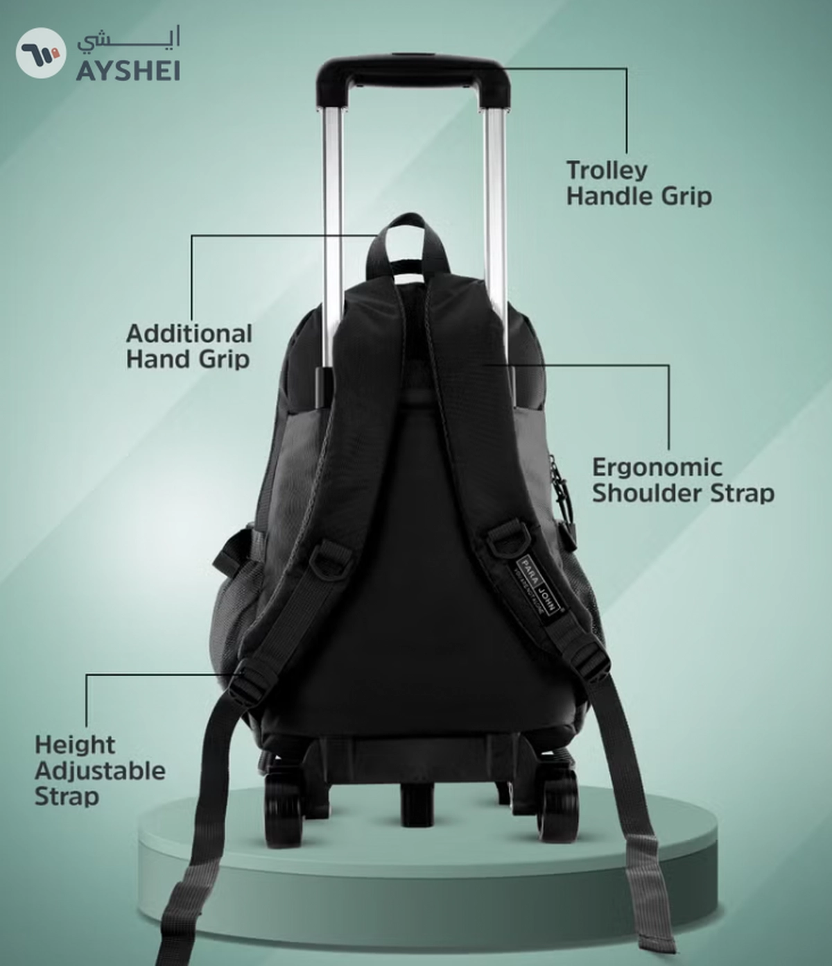 PARAJOHN Unisex Rolling Trolley Backpack with Adjustable Strap-3-3