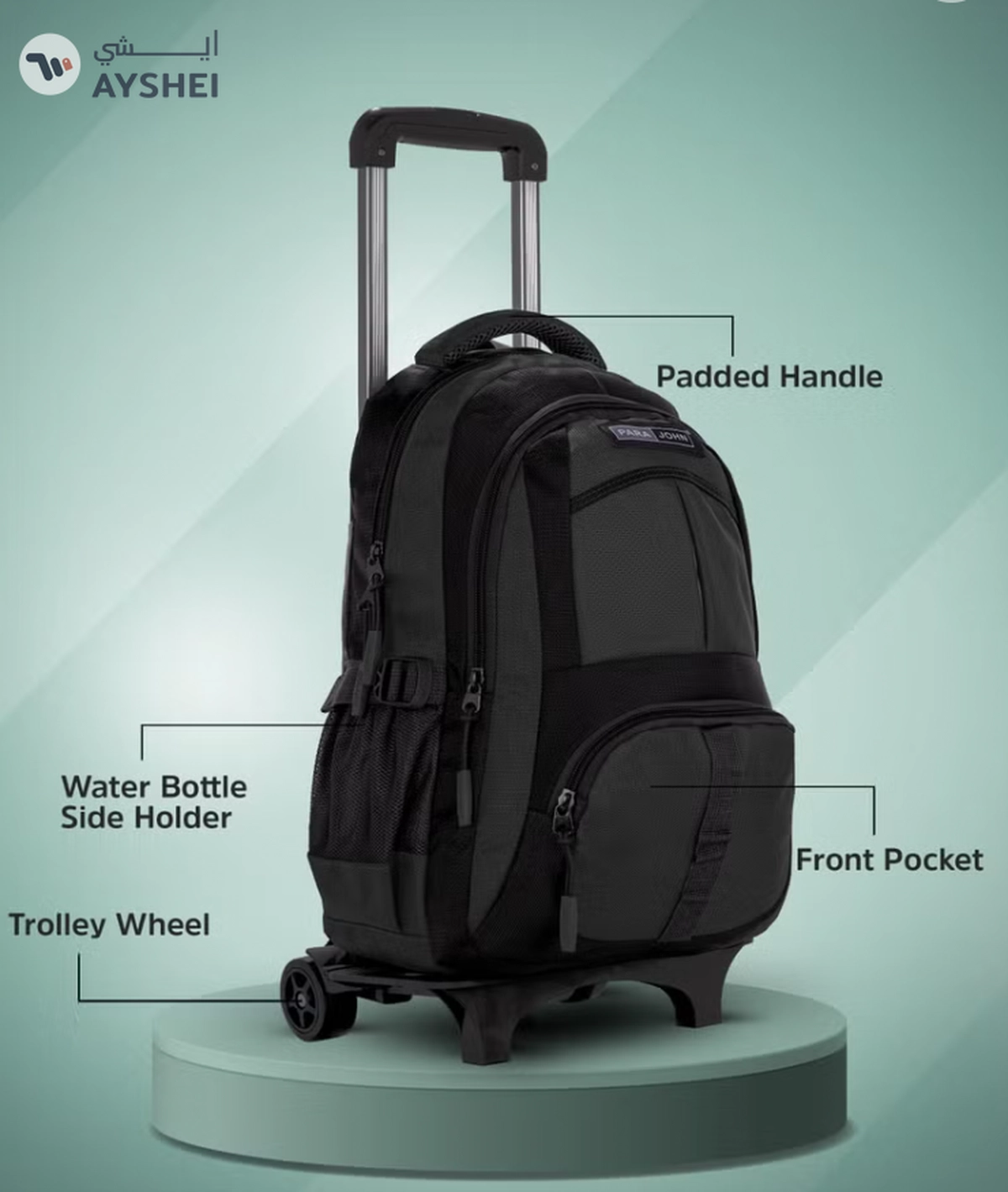 PARAJOHN Unisex Rolling Trolley Backpack with Adjustable Strap-2-2