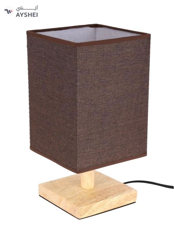 Epsilon Table Lamp- EPSTL192 with Wooden Base, Square Lampshade, Perfect for Studying, Working