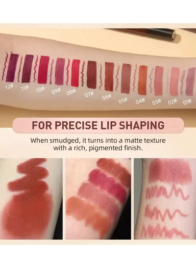 QiBest Lipstick Lip Liner Set Matte Non Decolorize Non Smudge Long Lasting Waterproof Nude Color -4