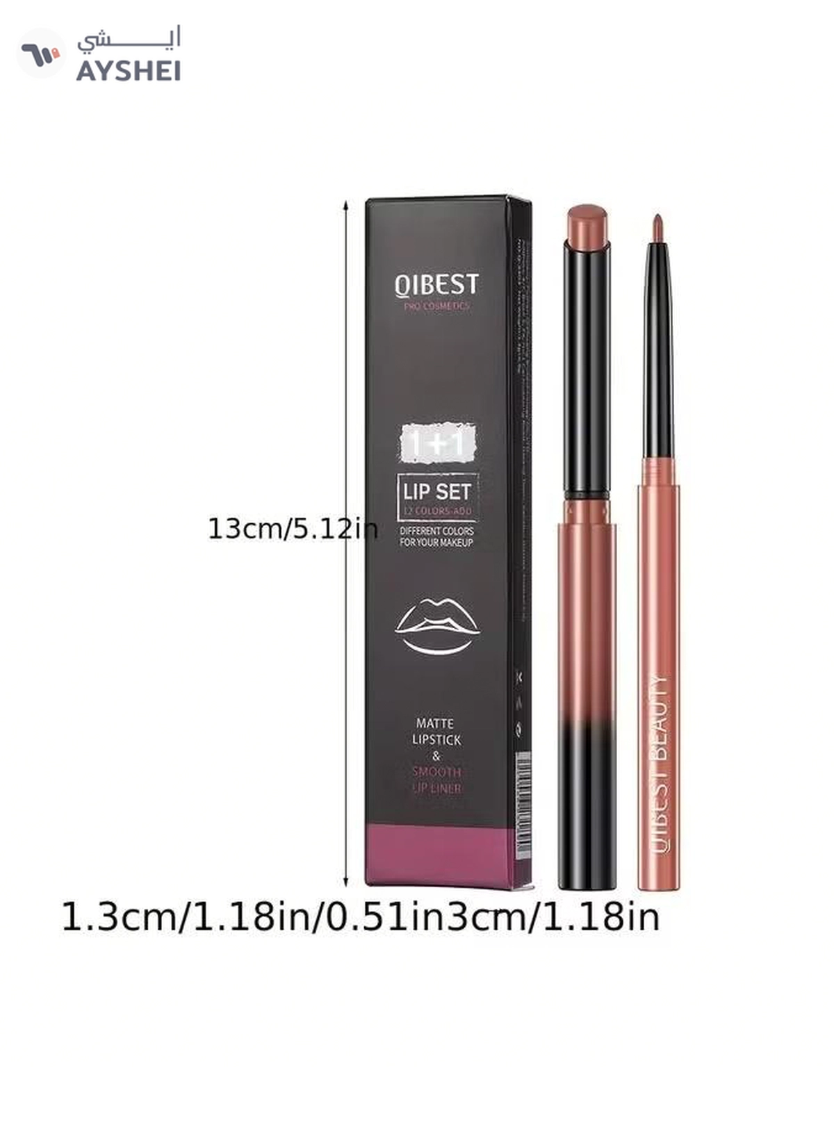 QiBest Lipstick Lip Liner Set Matte Non Decolorize Non Smudge Long Lasting Waterproof Nude Color -2-2