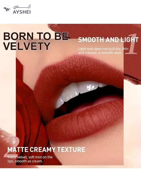 QiBest Lipstick Lip Liner Set Matte Non Decolorize Non Smudge Long Lasting Waterproof Nude Color 