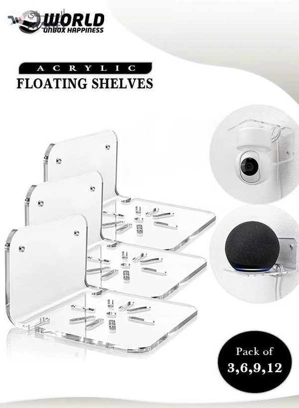 Eworld Acrylic Floating Wall Shelves with Cable Clip, Easy Installation Display Shelves for Plants