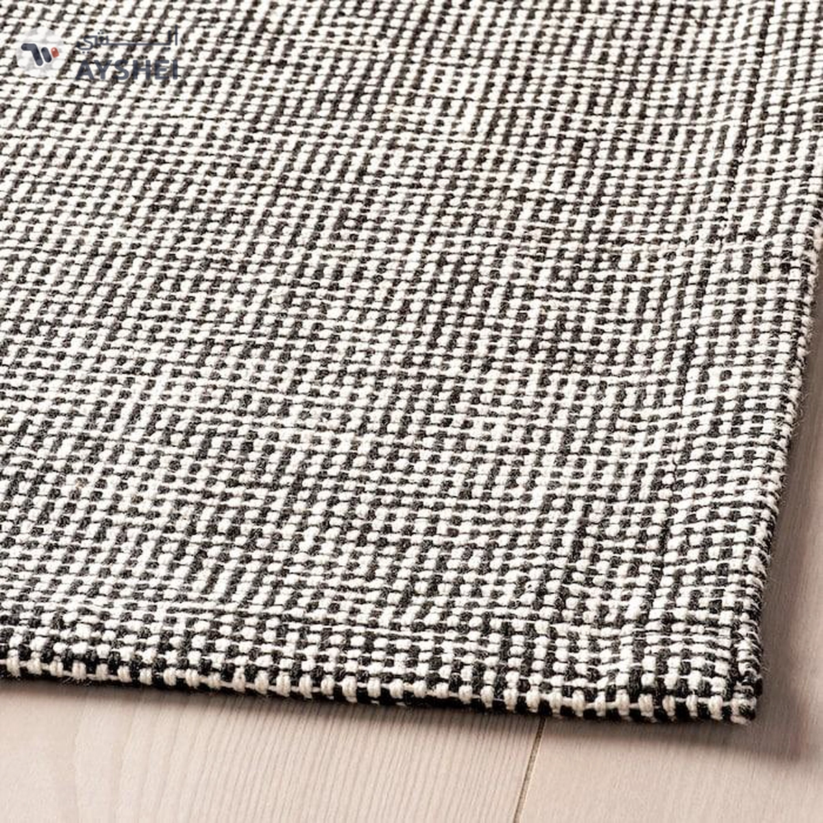 IKEA TIPHEDE Rug, Flatwoven, Black/Natural, 155x220 cm-1-1