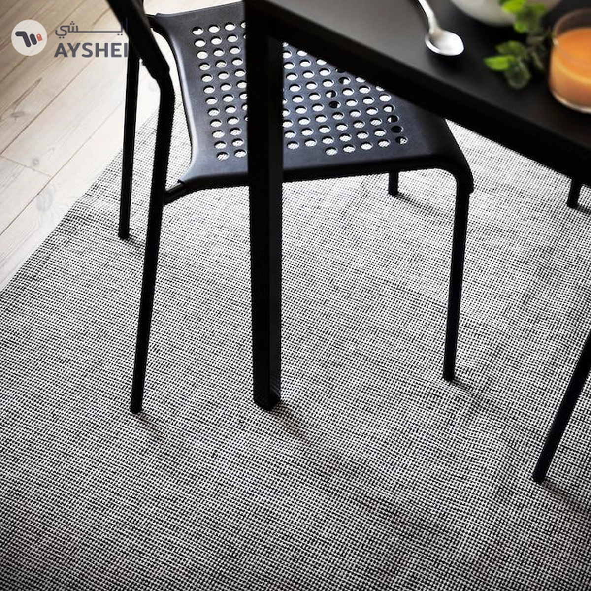 IKEA TIPHEDE Rug, Flatwoven, Black/Natural, 155x220 cm-4-4