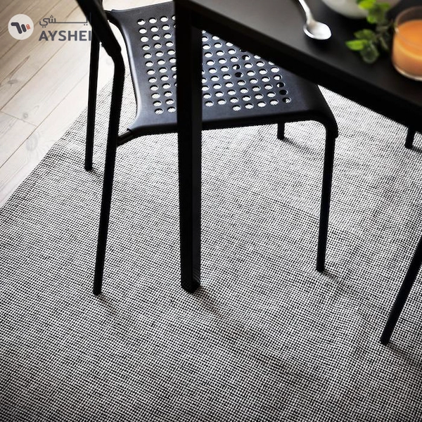 IKEA TIPHEDE Rug, Flatwoven, Black/Natural, 155x220 cm