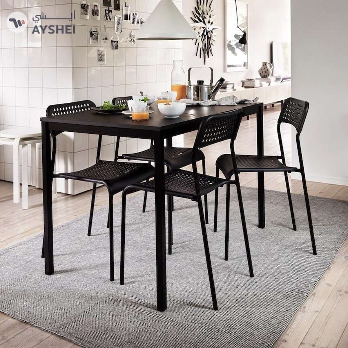 IKEA TIPHEDE Rug, Flatwoven, Black/Natural, 155x220 cm-5-5