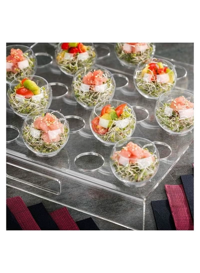 Eworld Clear Acrylic Appetizer Cups Serving Tray, 25 Slots Coffee Pods Organizer Tray-1