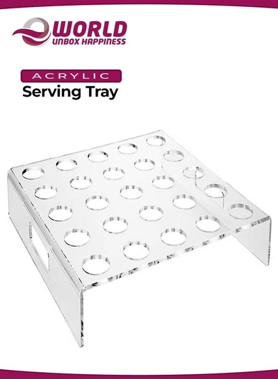 Eworld Clear Acrylic Appetizer Cups Serving Tray, 25 Slots Coffee Pods Organizer Tray-0