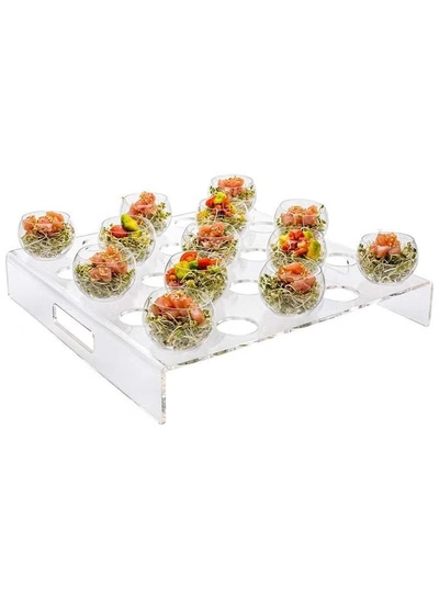 Eworld Clear Acrylic Appetizer Cups Serving Tray, 25 Slots Coffee Pods Organizer Tray-3
