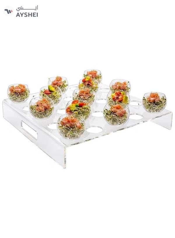 Eworld Clear Acrylic Appetizer Cups Serving Tray, 25 Slots Coffee Pods Organizer Tray