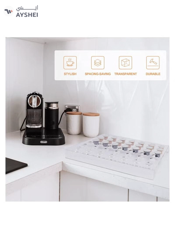 Eworld Clear Acrylic Appetizer Cups Serving Tray, 25 Slots Coffee Pods Organizer Tray