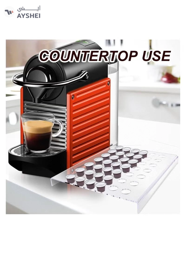Eworld Clear Acrylic Appetizer Cups Serving Tray, 25 Slots Coffee Pods Organizer Tray