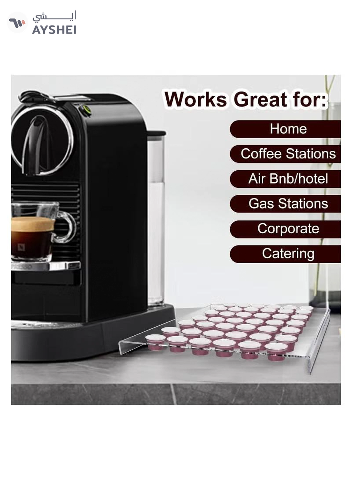 Eworld Clear Acrylic Appetizer Cups Serving Tray, 25 Slots Coffee Pods Organizer Tray-7-7