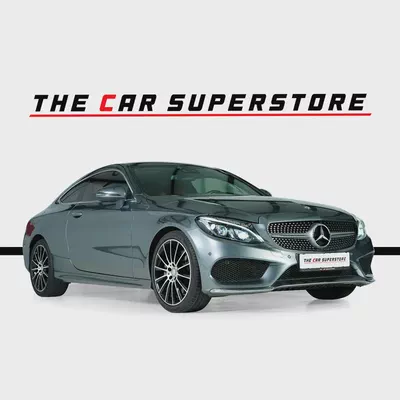 Mercedes Benz C200 Coupe- GCC-Selenite Grey-AMG Body Styling-Panoramic Roof-Mercedes FSH-0