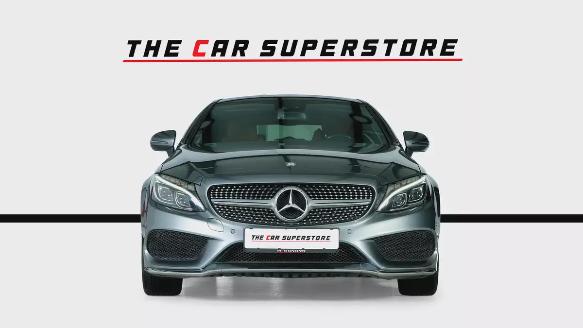 Mercedes Benz C200 Coupe- GCC-Selenite Grey-AMG Body Styling-Panoramic Roof-Mercedes FSH-2-2