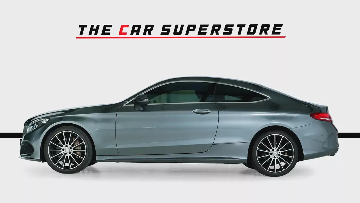 Mercedes Benz C200 Coupe- GCC-Selenite Grey-AMG Body Styling-Panoramic Roof-Mercedes FSH-4-4