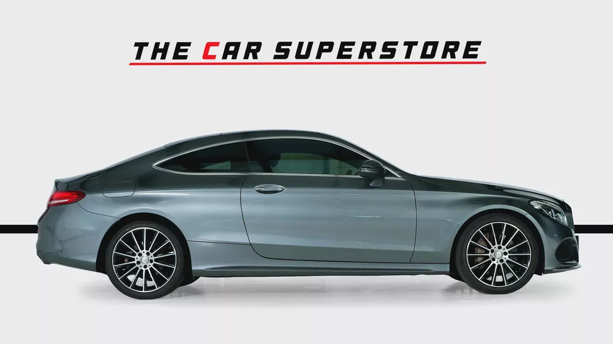 Mercedes Benz C200 Coupe- GCC-Selenite Grey-AMG Body Styling-Panoramic Roof-Mercedes FSH-8-8
