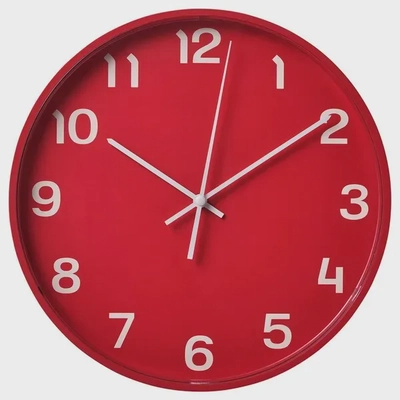IKEA PLUTTIS Wall Clock: Vibrant Red 28 cm Timepiece-0