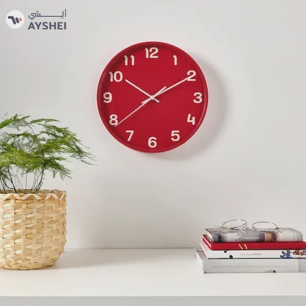 IKEA PLUTTIS Wall Clock: Vibrant Red 28 cm Timepiece
