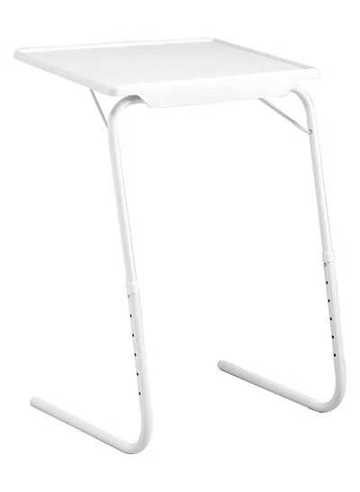 Table Mate Plastic Table Mate Folding Portable TV Tray Laptop Desk Adjustable Height Tilt Angle Multi Function for Sofa Couch Bed Reading Working Eating White-0
