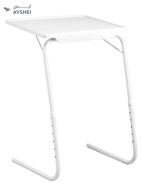 Table Mate Plastic Table Mate Folding Portable TV Tray Laptop Desk Adjustable Height Tilt Angle Multi Function for Sofa Couch Bed Reading Working Eating White