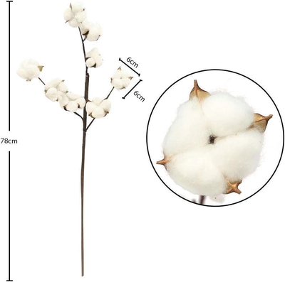 YATAI Naturally Dried Cotton Stems Farmhouse Style Cotton Boll and Fruit Branches-4