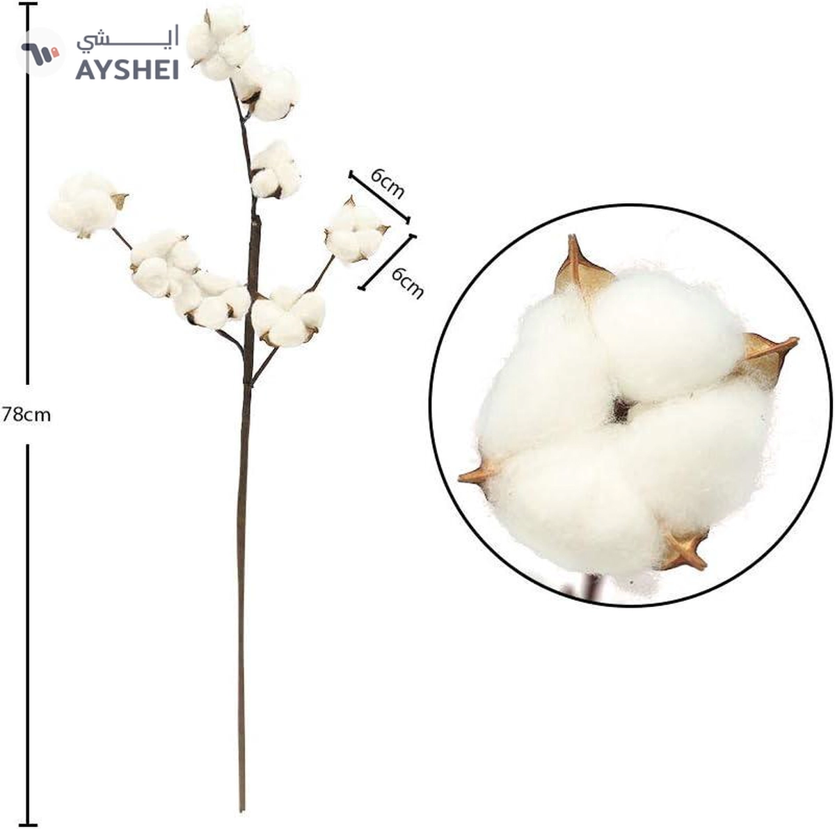 YATAI Naturally Dried Cotton Stems Farmhouse Style Cotton Boll and Fruit Branches-4-4