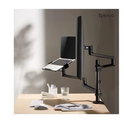 Navodesk Control Monitor Arm Model L with Laptop Tray Dual Monitor Stand for 17 to 32 Screens -2