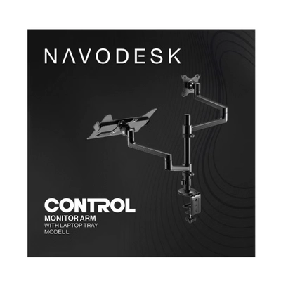 Navodesk Control Monitor Arm Model L with Laptop Tray Dual Monitor Stand for 17 to 32 Screens -3
